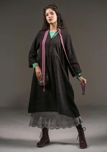 Webkleid „Bodil“ aus Leinen - schwarz