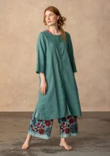 “Amisha” embroidered dress in a woven blend of organic cotton and linen - artemisia