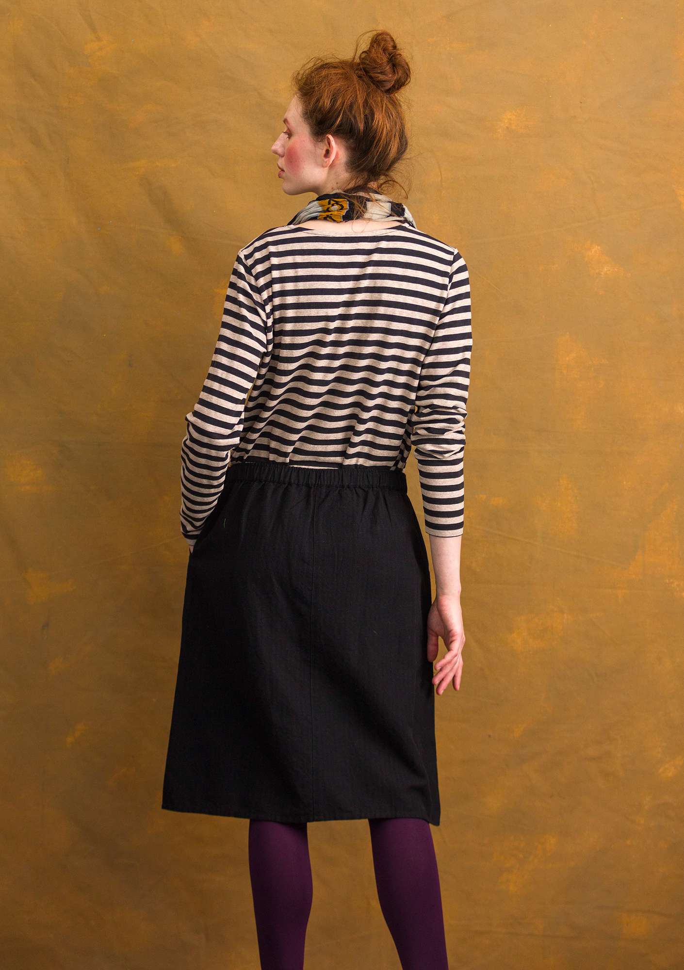 “Lindblom” organic cotton/linen skirt black thumbnail