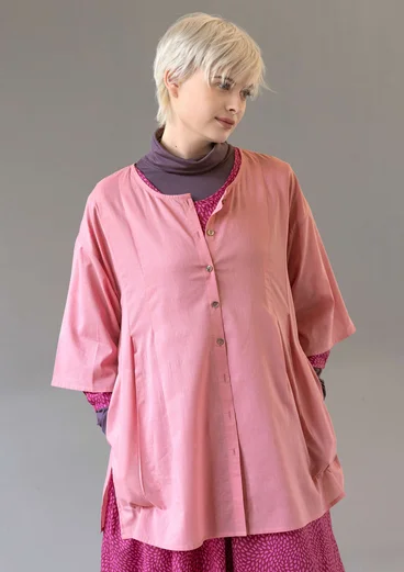 Blouse fleurie/unie "Leah" en coton biologique - rose minéral
