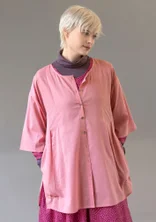 Blomstrete/ensfarget bluse «Leah» i økologisk bomull - mineralrosa