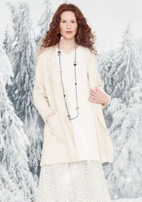 Gilet long "Rimfrost" en laine feutrée - lait d'amande