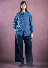 Bluse „Love“ aus Bio-Baumwolle - hellindigo