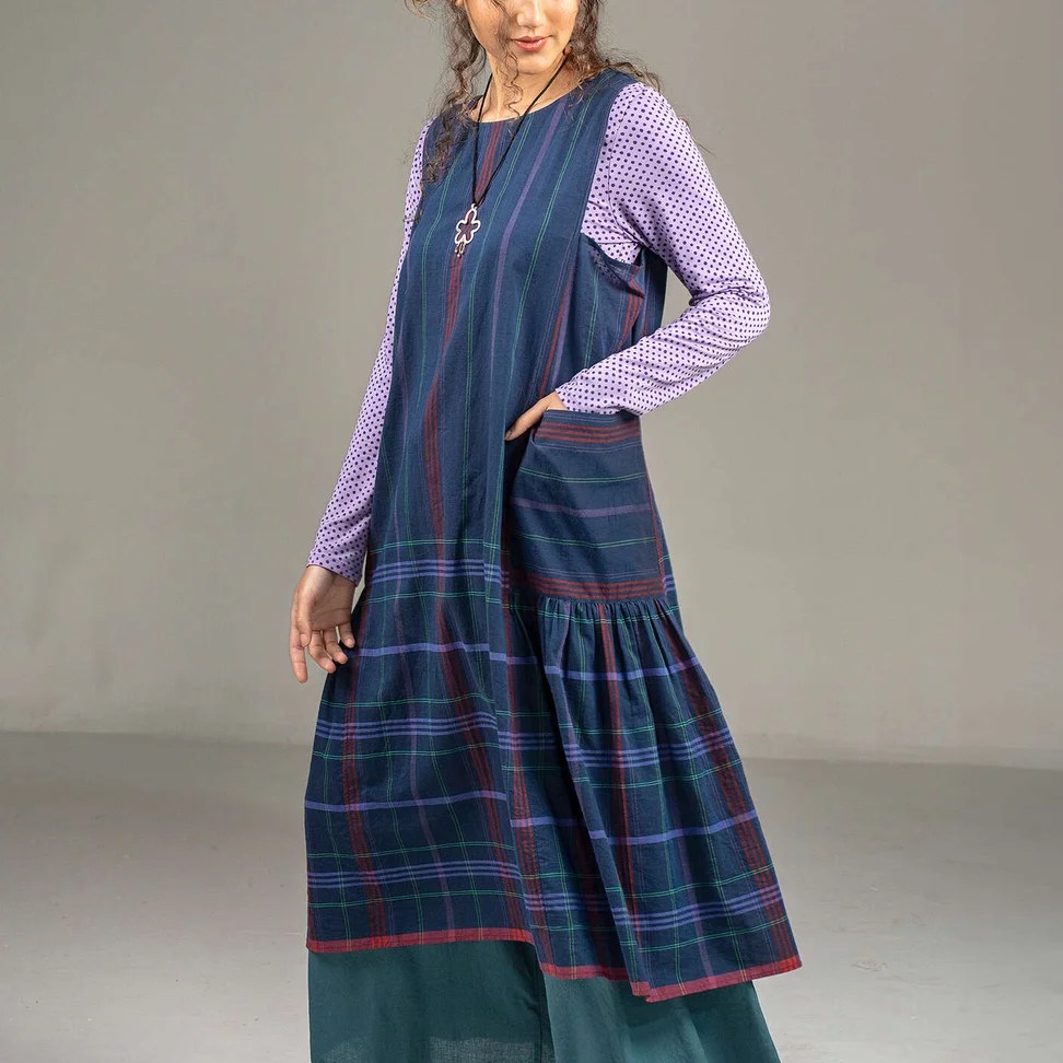 Robe "Kate" en coton biologique tissé - encre