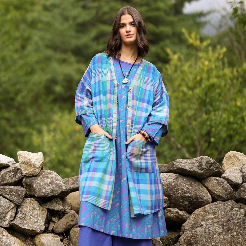 Webkleid „Indra“ aus Bio-Baumwolle - brillantblau