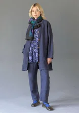 Longline, garment-washed woven linen jacket - ink blue