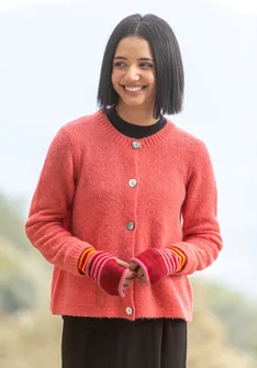 Cardigan knitted from an alpaca blend - coral