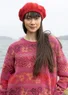 Knitted alpaca blend beret (parrot red/melange One Size)