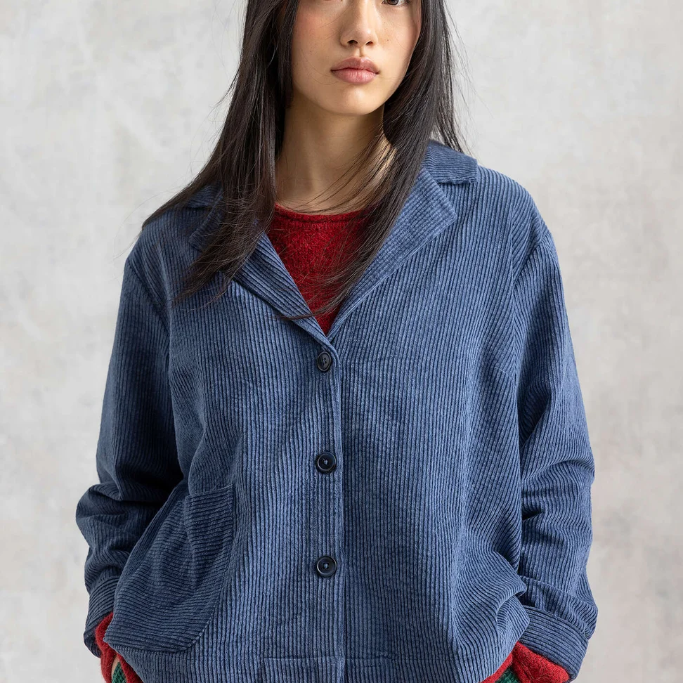 Corduroy jack "Rime" van biologisch katoen - indigo
