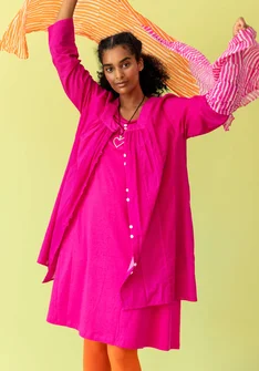 Blouse d’artiste "Agnes" en coton biologique tissé - bégonia rose