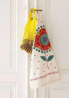 “Tulipanaros” kitchen towel in organic cotton - brick