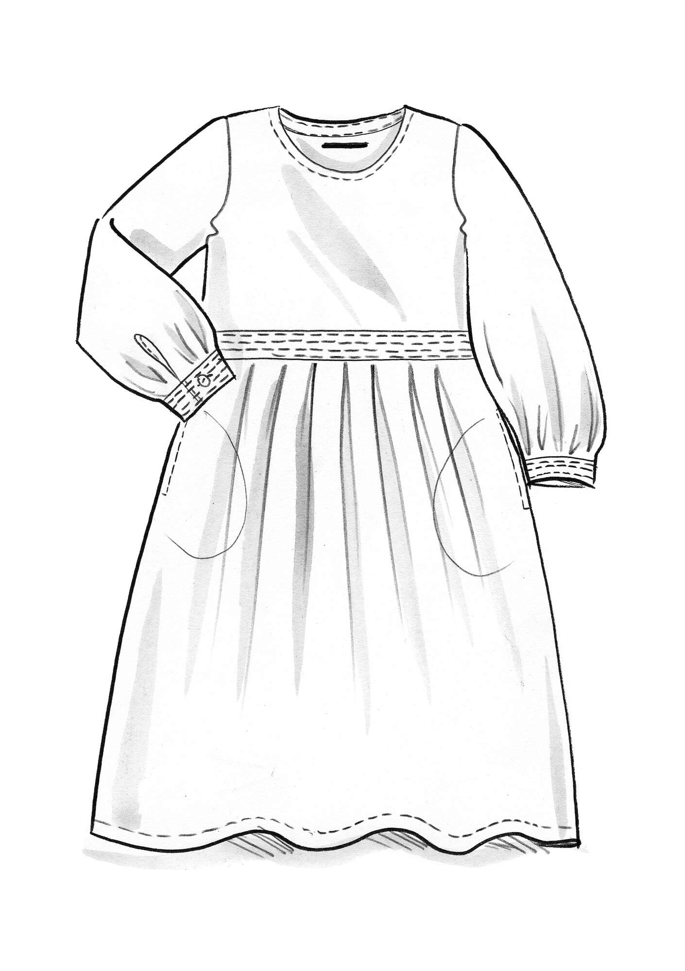 Geweven linnen jurk  Leia  donkernaturel