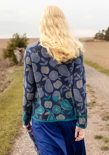Gilet à motif "Pumpkin" en coton biologique et recyclé/laine - indigo foncé