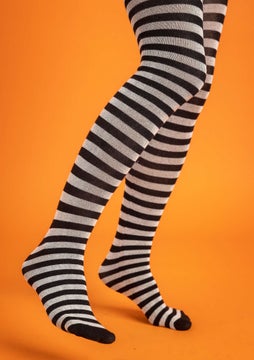 Stripete strømpebukse black/ecru