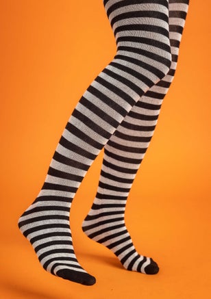 Striped tights black/ecru