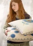 “Tulipanaros” block-printed cushion cover in organic cotton (parisian blue One Size)