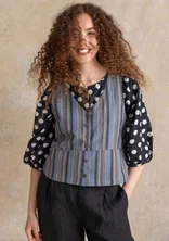 Webweste „Esme“ aus Bio-Baumwolle/Leinen - eisengrau-gestreift