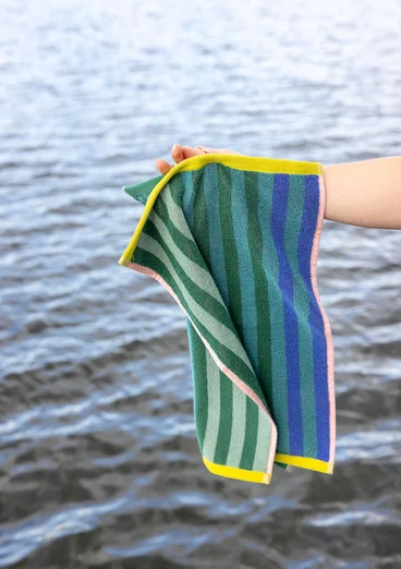 “Sunset” organic cotton guest towel, 2-pack - green sea glass