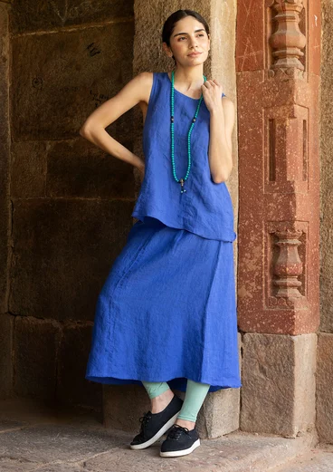 Woven skirt in linen - brilliant blue
