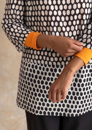 Tunika „Vendela“ aus Bio-Baumwollgewebe - schwarz-gemustert