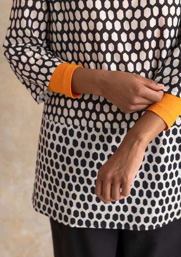 Tunika „Vendela“ aus Bio-Baumwollgewebe - schwarz-gemustert