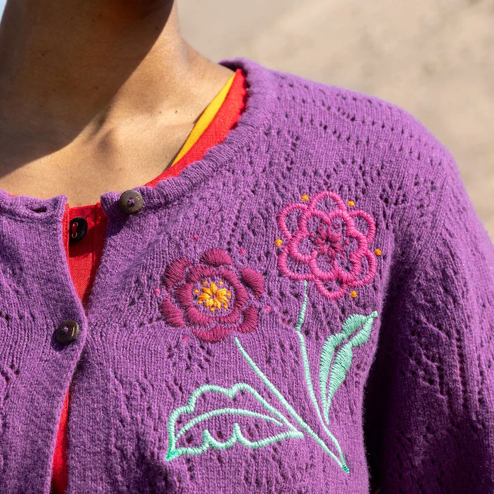 Vest "Shadow" van lamswolmix - hortensia