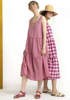 Robe "Check" en tissu de coton biologique - pivoine foncé
