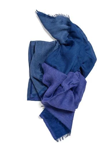 Satin-weave wool scarf - indigo blue