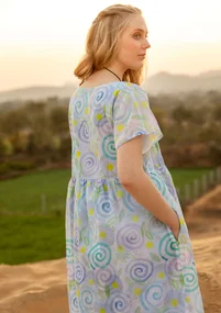 “Cumulus” woven-cotton dress - forget-me-not