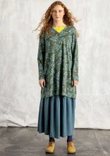 “Judit” organic cotton/modal jersey tunic - forest green/patterned