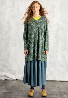 Trikottunika «Judit» i økologisk bomull / modal - skoggrønn/mønstret