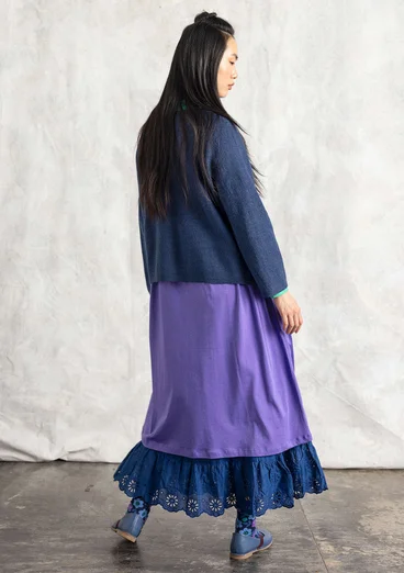 Cardigan in felted organic wool - dark indigo/melange
