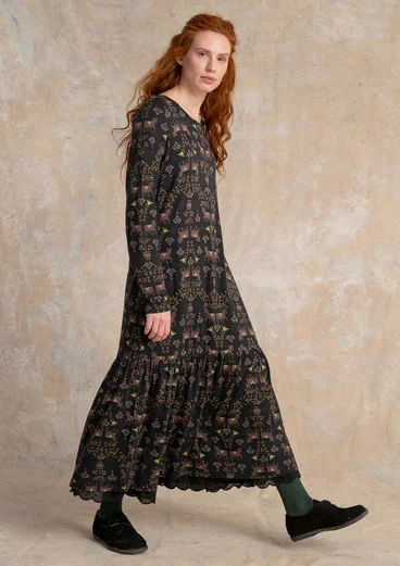 Gemustertes Kleid „Fåle“ aus Modal - schwarz