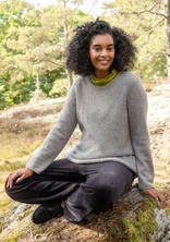 Fluffy, alpaca-blend sweater - grey/neps