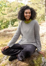 Fluffy, alpaca-blend sweater - grey/neps