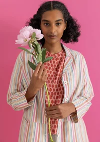 “Esme” woven organic cotton/linen jacket - multicoloured/striped