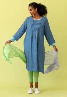 “Vera” woven dress in linen - ljus0SP0indigo