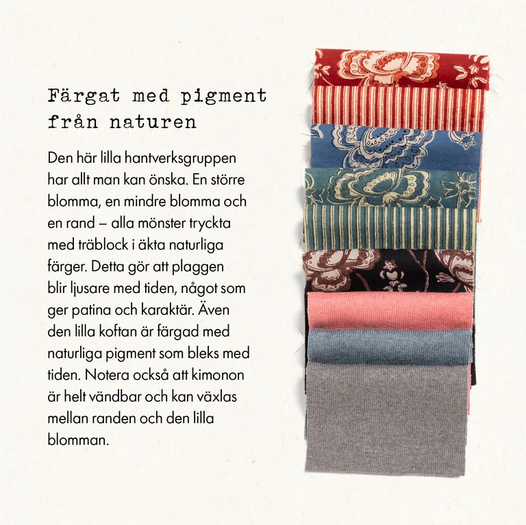 Fabric snippets of various colours from Gudrun Sjödén. 