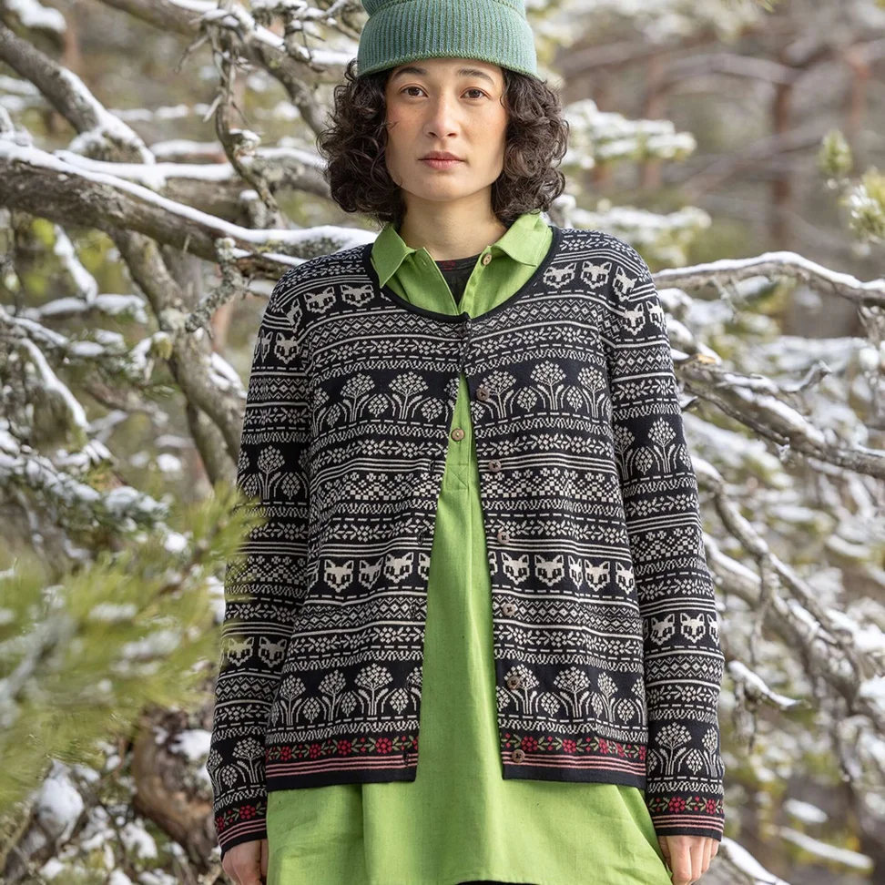 “Canwood” organic/recycled cotton cardigan - black