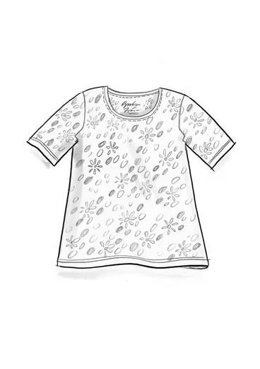 “Jane” T-shirt in organic cotton/spandex - dark lupin/patterned