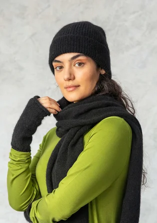Bonnet en alpaga mélangé - noir