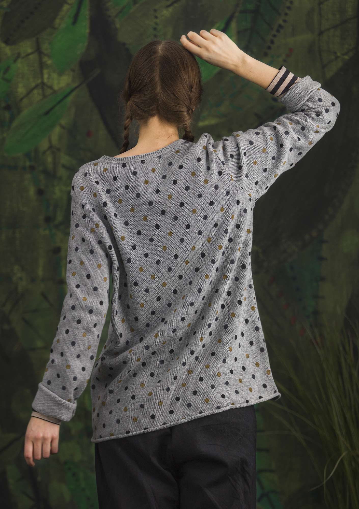 FAVOURITE sweater “Belle” made of recycled cotton graphite/patterned thumbnail