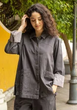 Veste tissée "Ines" en coton biologique - graphite