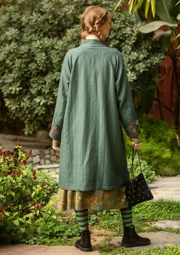 Frakke "Woodland" i økologisk bomuld/hør - opalgrøn