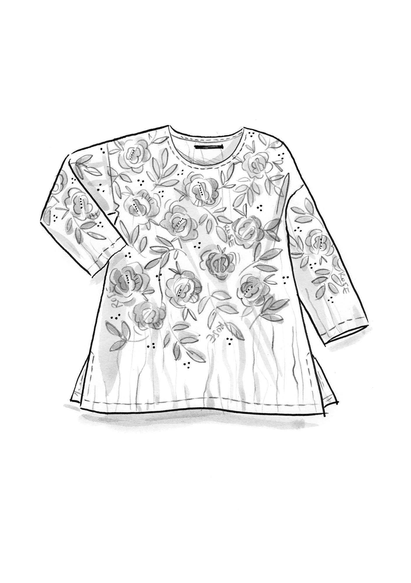 “Rose Garden” silk blouse pineapple