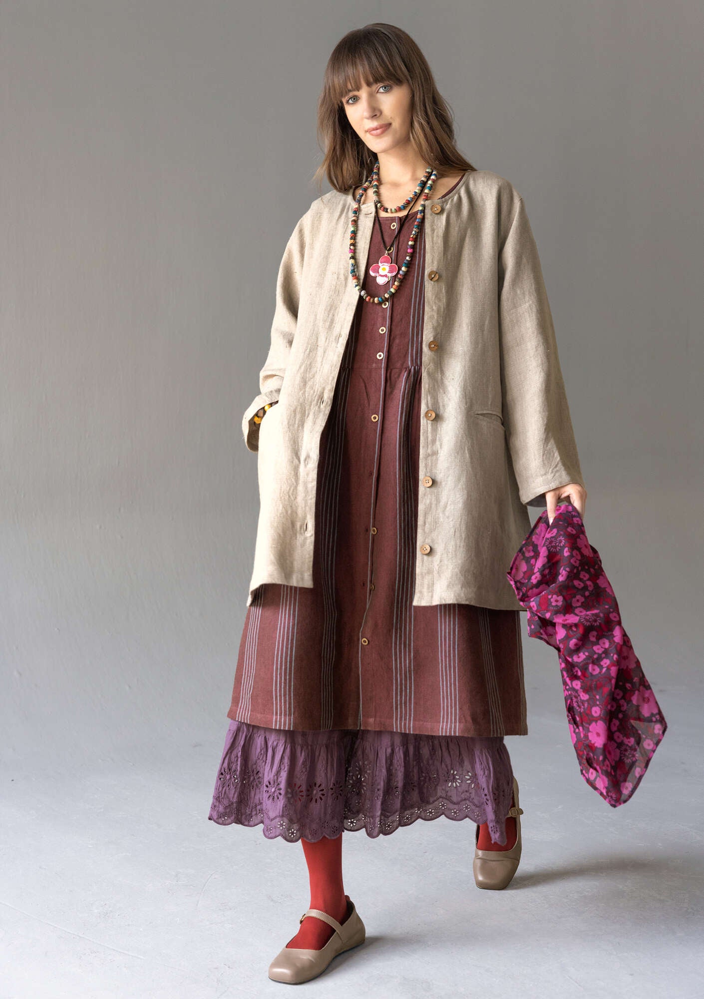 Long woven jacket in garment-washed linen gudrunsjoden.com