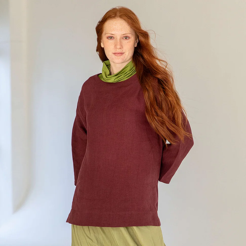 Linnen blouse "Azores" - aubergine