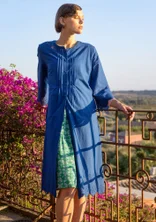 Webkleid „Anglaise“ aus Bio-Baumwolle - porzellanblau