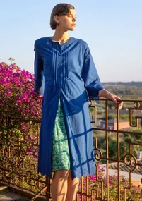 Webkleid „Anglaise“ aus Bio-Baumwolle - porzellanblau