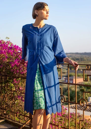 Webkleid „Anglaise“ aus Bio-Baumwolle - porzellanblau